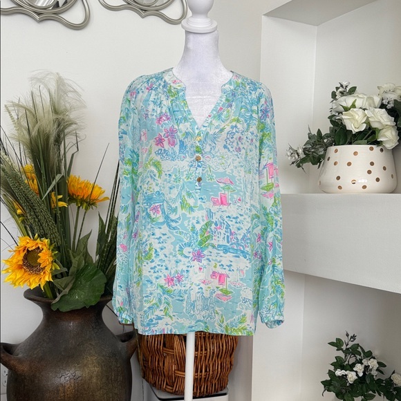 Lilly Pulitzer Tops - Lilly Pulitzer Pastel Floral Sheer Top